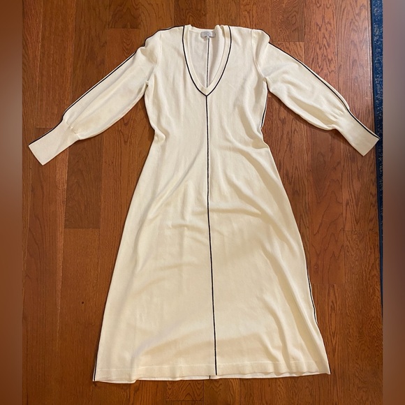 Pearl by Lela Rose Tipped Knit Midi Dress - Picture 1 of 11